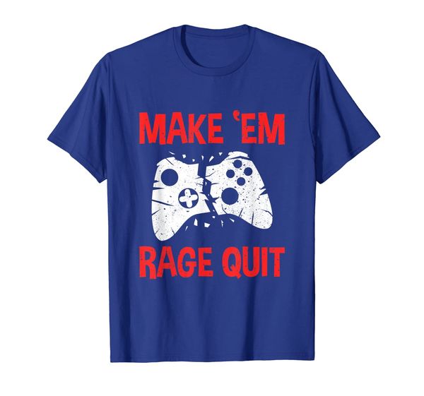 

make em rage quit - vidoe game gamer t-shirt, White;black