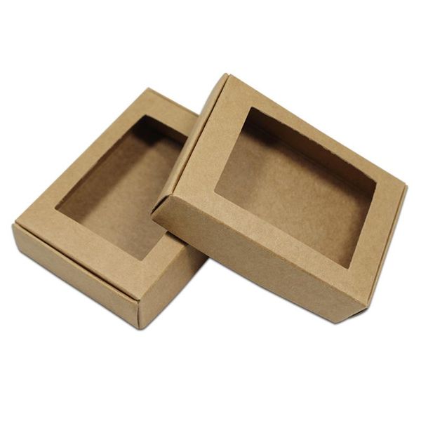 

gift wrap 50pcs/lot square hollow brown carton board package box party event supply packing papercard kraft paper retail packaging