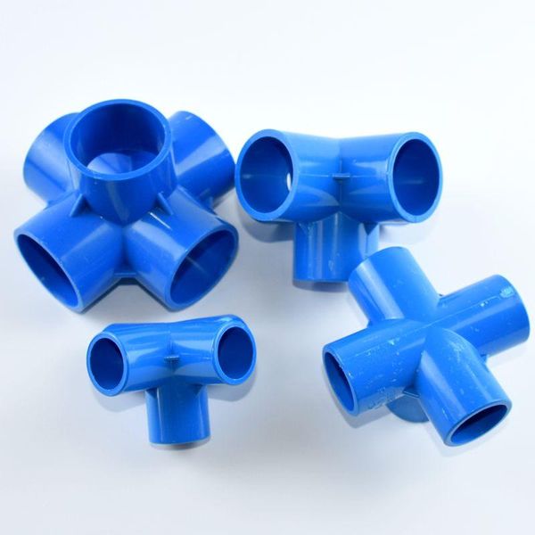 

2-15pcs 20/25/32mm blue pvc five-dimensional connectors garden irrigation water pipe connector aquarium adapter pipe adapter