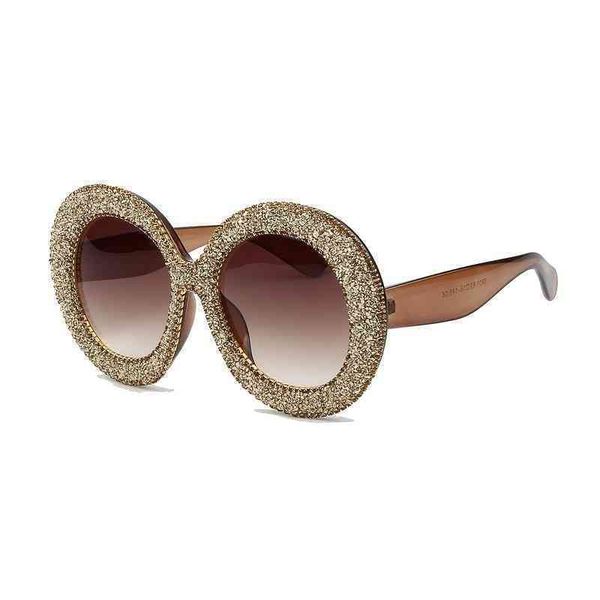 

new luxury oversized sunglass women vintage street sunglass round frame gradient mirror shad for women oculos4skq, White;black