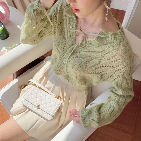 

2021 new candy color knitted women's cardigan, long sleeve, basic short shirt, casual, soft, spring and autumn phie, White;black