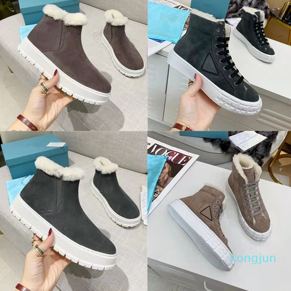 

designer- womens boots fashion soft leather flat bottom snowthick bottom boots casual shoes winter leather shoes wool boot naked boots, Black
