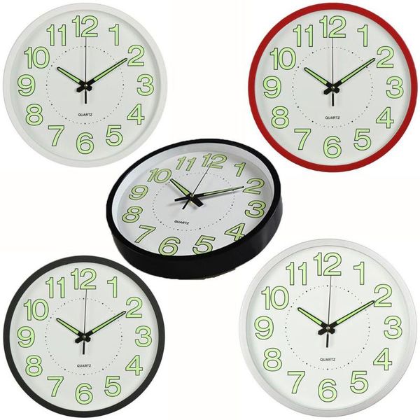 

wall clocks modern style luminous quartz hanging 12 inch bedroom ornament glow in dark noctilucent silent bell home decoration