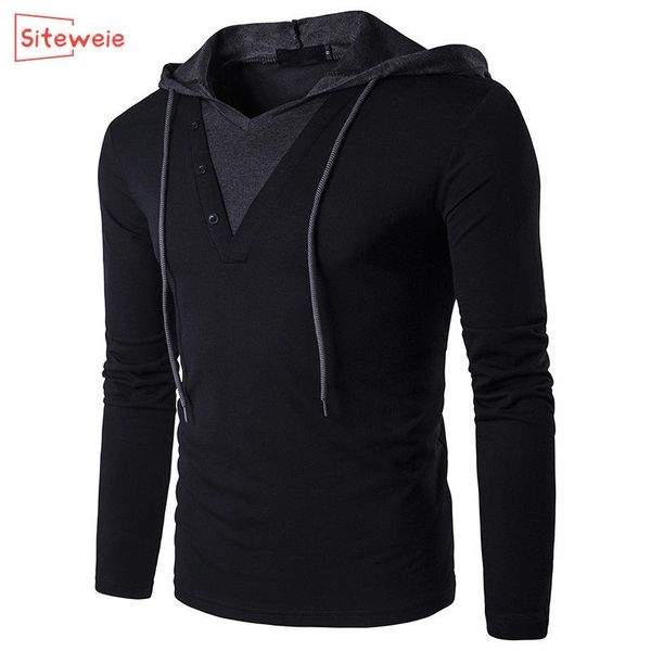 

siteweie seller men sweatshirts long sleeve solid color v neck sportswear mens clothes pullover hooded oversized g434, White;black