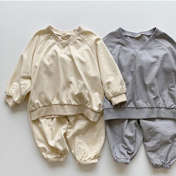 

clothing sets 2021 baby boy solid sweatshirt long sleeve + pants 2pcs clothes set autumn children suit kids casual pullover, White
