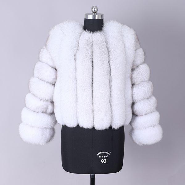 

2020 new fox fur coat, natural fur warm coat, Black