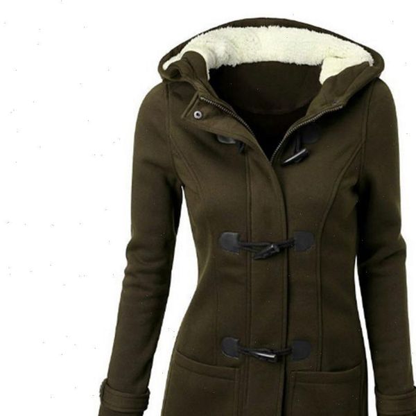

6xl large size womens coat autumn thick winter overcoat female long hooded coat outwear mixed cotton horn leather buckle jacket, Black;brown