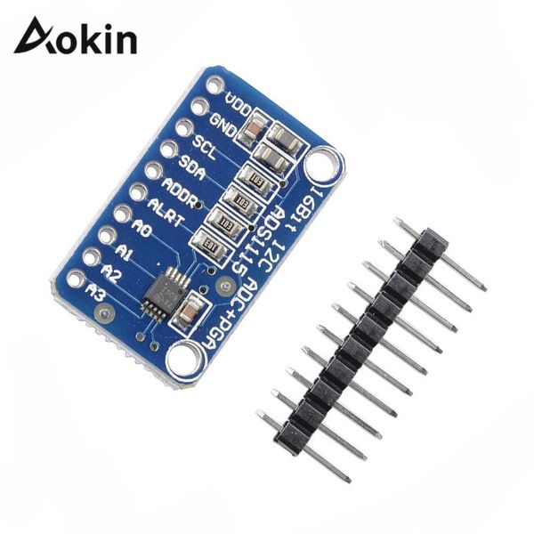 

integrated circuits aokin ads1115 16 byte 4 channel i2c iic adc module precised analog digital converter develop board with pro gain rpi