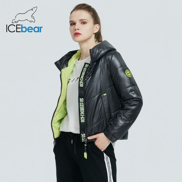 

icebear women spring jacket fashion women parka hooded brand clothing gwc20067i 201006, Black
