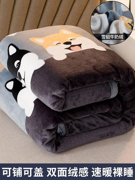 

blankets winter bed plush coral flanged blanket sheet human quilt cover thickened to keep warm student dormitory