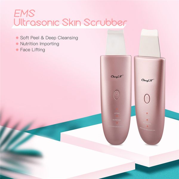 

ultrasonic face skin scrubber acne blackhead removal facial massager peeling clean ems pulse stimulation beauty instrument