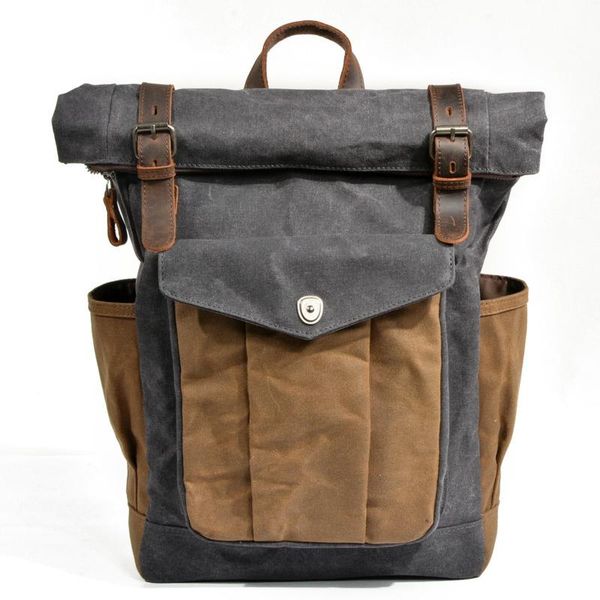 

men's and women's canvas backpack waterproof laptravel shoulder zipper bags vintage mountaineering bags rucksacks