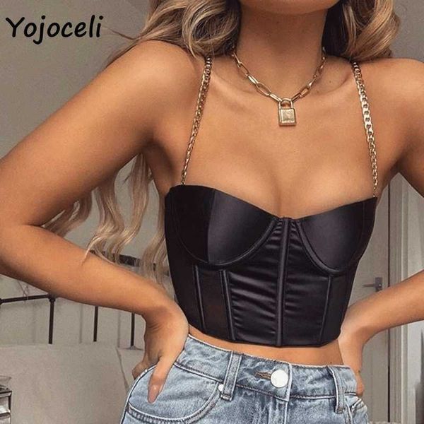 

yojoceli party club chian camis satin padded cropped all match vest 210609, White
