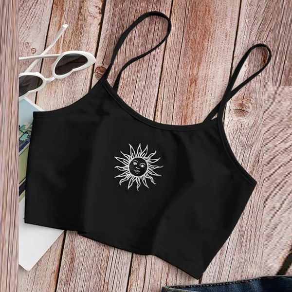 

women sleeveless vest print letter suspenders short tank crop summer fashion camisetas mujer tirantes f drop shipping, White