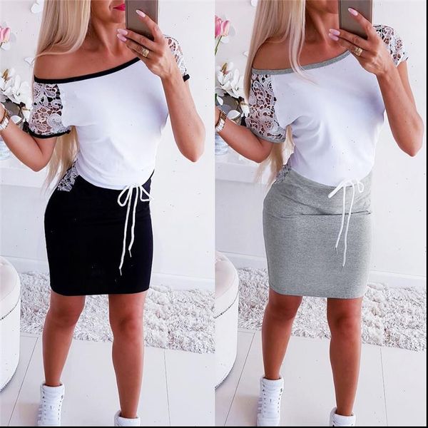 

fashion women mini dress color matching design pockets decor o neck short sleeve pencil dresses elegant slim bandage dress, Black;gray