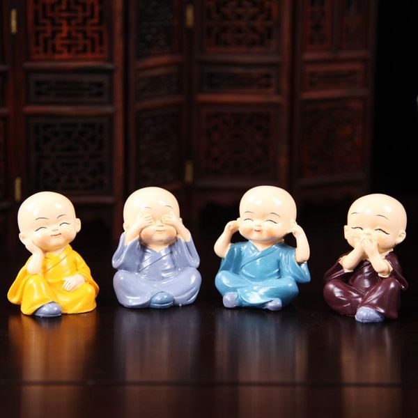 

decorative objects & figurines four small monk ornaments lovely car buddhist resin household home decor