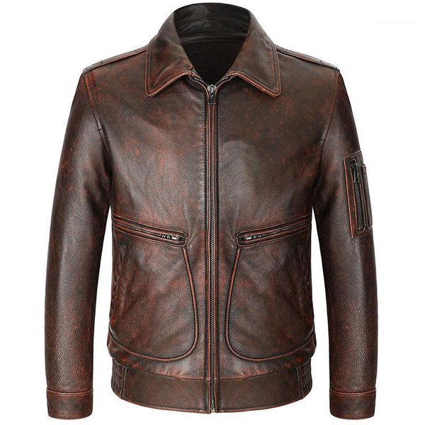 

autumn winter men aviation flight pilot real fur coat male genuine cow leather jacket business vintage outwear d109 men's & faux, Black