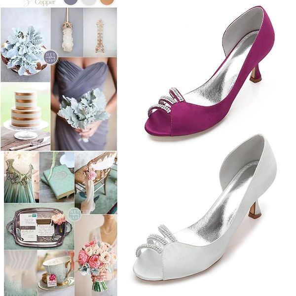 

dress shoes women's daily working fashion peep toe satin wedding pumps slip on casual mid heel, Black