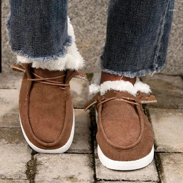

boots winter snow boot 2021 warm comfortable slip-on ankle women ' s plush loafers shoes female fashion botas11, Black