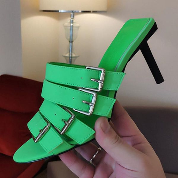 

dress shoes real leather metal buckled women high heel sandals peep toe gladiator sandalias female summer fashion mujer casual, Black