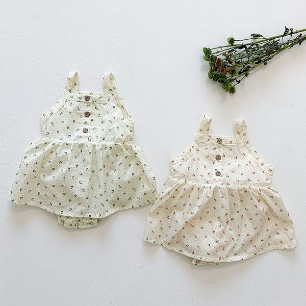 

summer baby girl sleeveless flower braces rompers newborn kids infant baby girl clothes jumpsuits, Blue