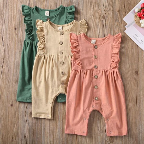 

infant baby girl boy romper solid jumpsuit cotton solid outfit clothes, Blue