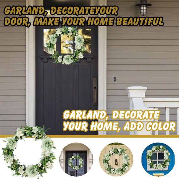 

new camellia wreath wreath wall hanging home artificial flower decoration spring