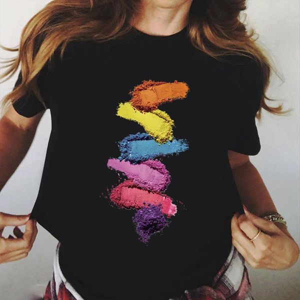 

zogankin black graphic 3d finger womens nail paint color fashion cute printed female tee shirt ladies clothes, White