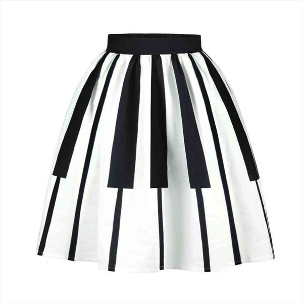 

european and american style womens skirt piano keys printed high waist thin fancy pattern mini, Black