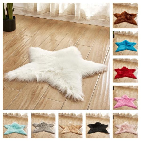 

carpets faux fur carpet long plush shaggy fluffy star shape hair area rugs bedroom living room white pink floor mat