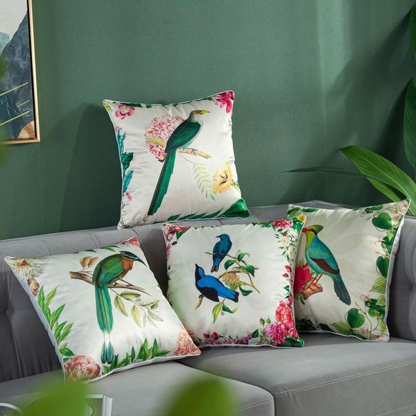 

cushion/decorative pillow cushion cover american country style green leaves birds throw pillows case home decor sofa bed