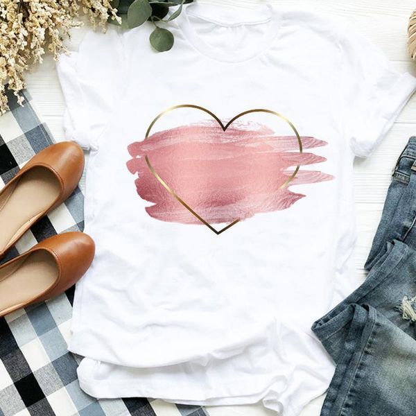 

women lady love printing fashion sweet 90s clothing print womens clothes shirt t tee for tshirt female graphic t-shirt, White