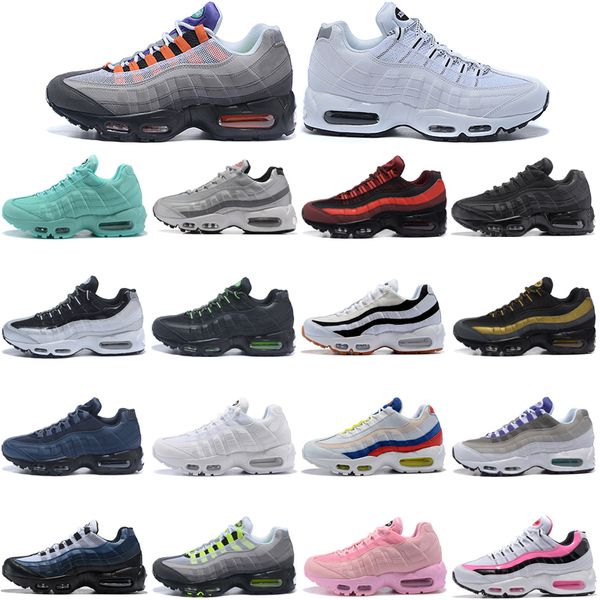 

2021 wholesale running shoes men women 95s yellow black white what the ultramarine solar red rose pink suede patch og neon navy blue grape c