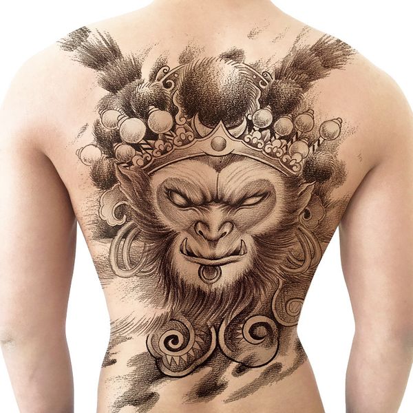 

monkey king qi tian da sheng man carries a large picture tattoo on his back. waterproof and lasting men women's