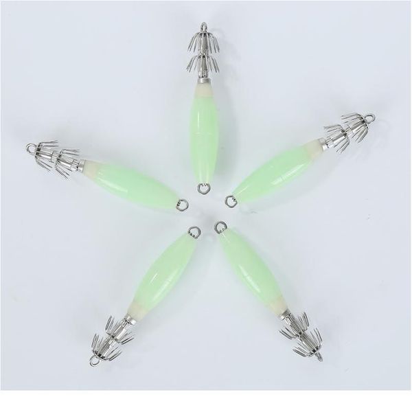

5 pcs glow squid jigs hard body luminous hooks artificial bait fishing hooks fishing accessories supplies lures glow jllcof