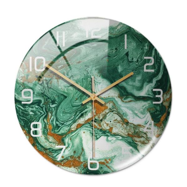 

wall clocks nordic round marble 3d clock creative watches home decor for living room bedroom and office silent