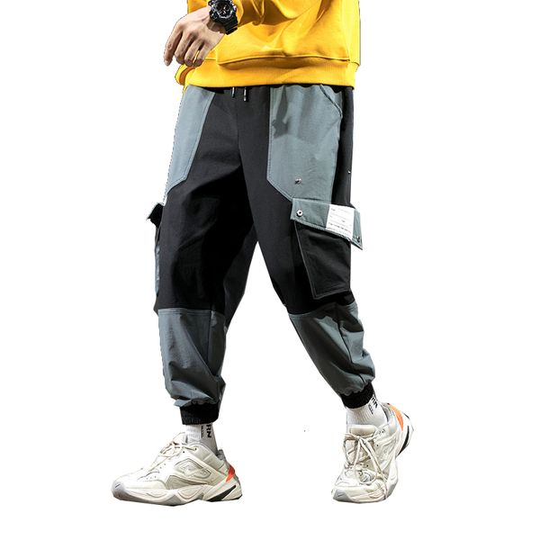 

2021 new multi-pocket cargo men men's streetwear corridors elastic waistline hoodie casual male hip hop tactic joggers pants 4qm2, Black