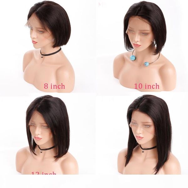 

lace front human hair wigs pre plucked short bob wigs human hair natural black brazilian remy for women mydiva, Black;brown