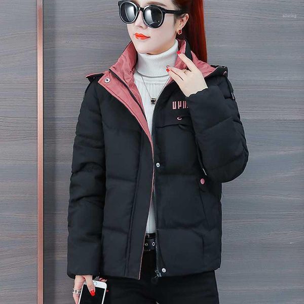 

women's down & parkas zoki plus size thick women jacket winter fashion hooded long sleeve parka coat warm cotton loose lady oversize cl, Black