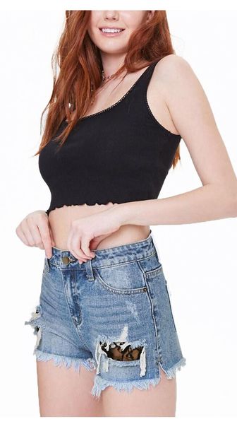 

women's shorts streetwear beach style hiking outfits bottom women denim lace hollow out elastic short jeans, White;black