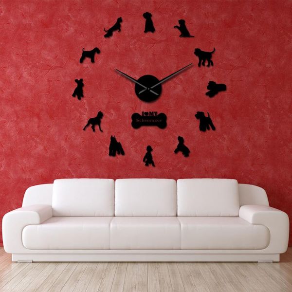 

wall clocks i love my schnauzer dog breeds diy large clock decorative stickers watch pet vet decor oweners gifts