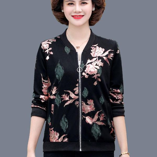 

mother jackets spring autumn jacket female short coat new large size middle-aged elderly women's jacket oversize itself 6xla231, Black;brown