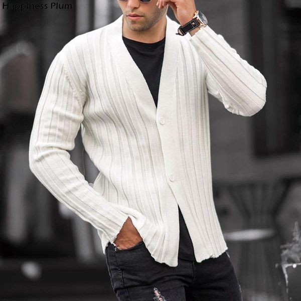 

men's sweaters men casual long sleeve coats 2021 autumn winter fashion for knitted sweater slim solid buttons cardigan, White;black