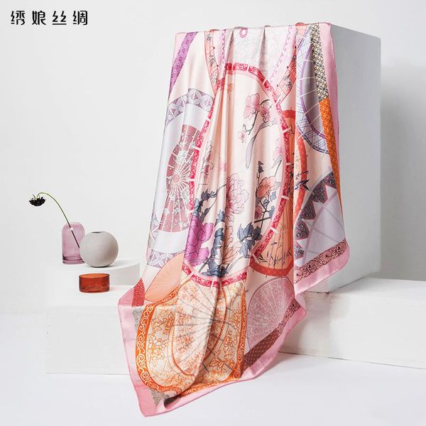 

100% mulberry silk embroidered niang silk scarf, scarves big square fashion suzhou joker designer in ms, Blue;gray