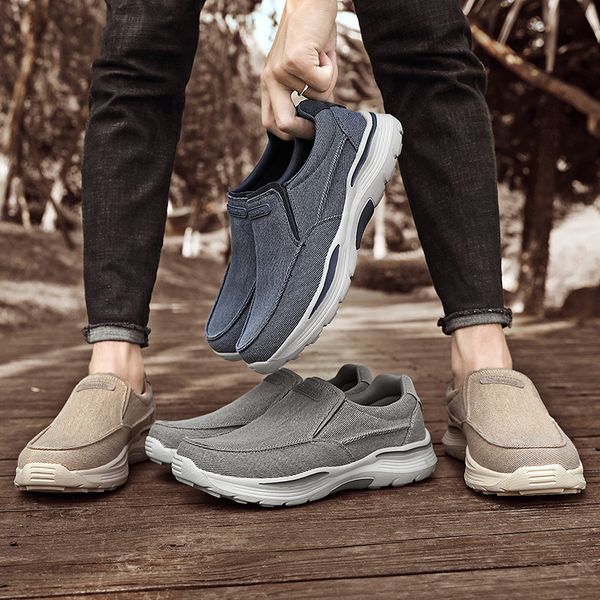 

spring flat heel casual thick soled sports canvas large men's sho, Black
