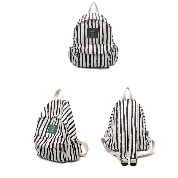 

backpack women stripes canvas casual rucksack for teenage girls female school shoulder bag bagpack 28gd