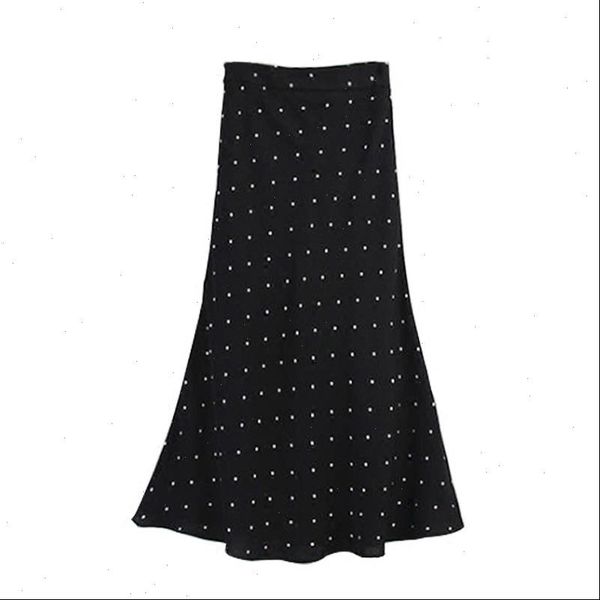 

korean dot black skirt women korean vintage chic skirts dots high waist a line skirt college drop shipping