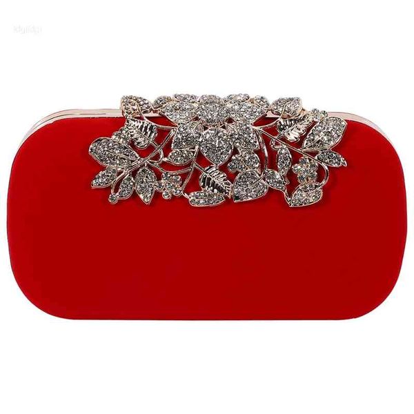 

fashion flower purses with rhinestones crystal evening clutch bags-red