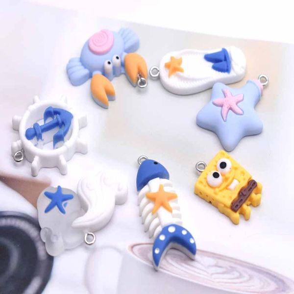 

charms crabs, fish bones, beach drag, starfish child diy pendants crafts making findings handmade jewelry for earring necklace, Bronze;silver
