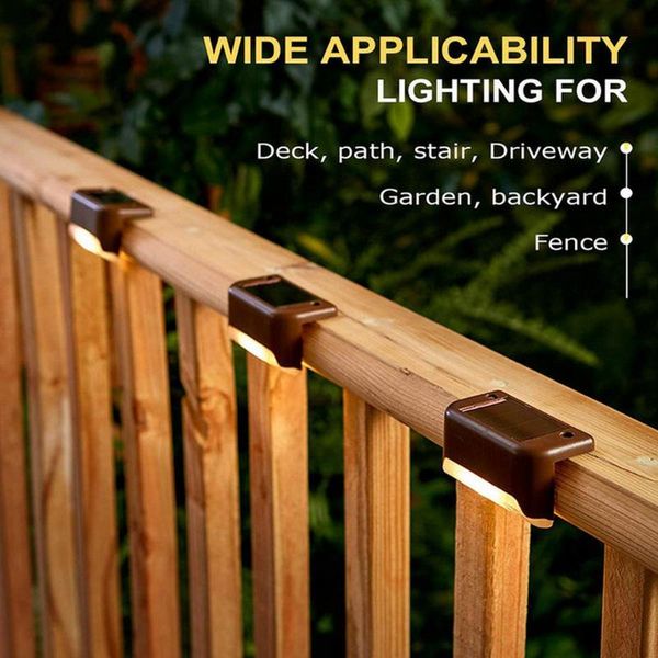 

12pcs solar deck lights outdoor waterproof led solar fence lamp stairs outdoor pathway durable abs deck light step yard